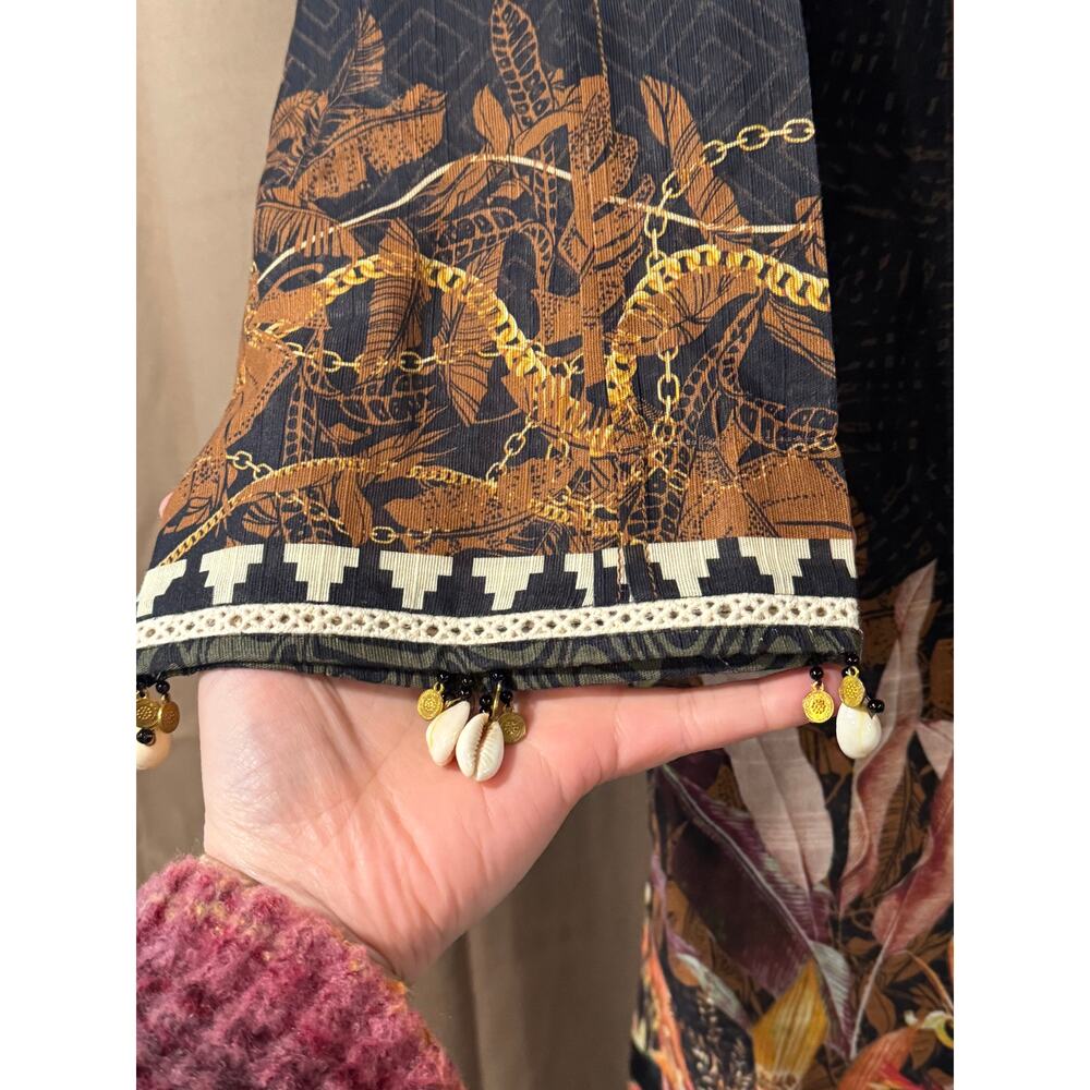 J. Pret by Junaid Jamshed Black Printed Kurta Lawn Tunic Size L Ethnic Pakistan - Picture 6 of 11